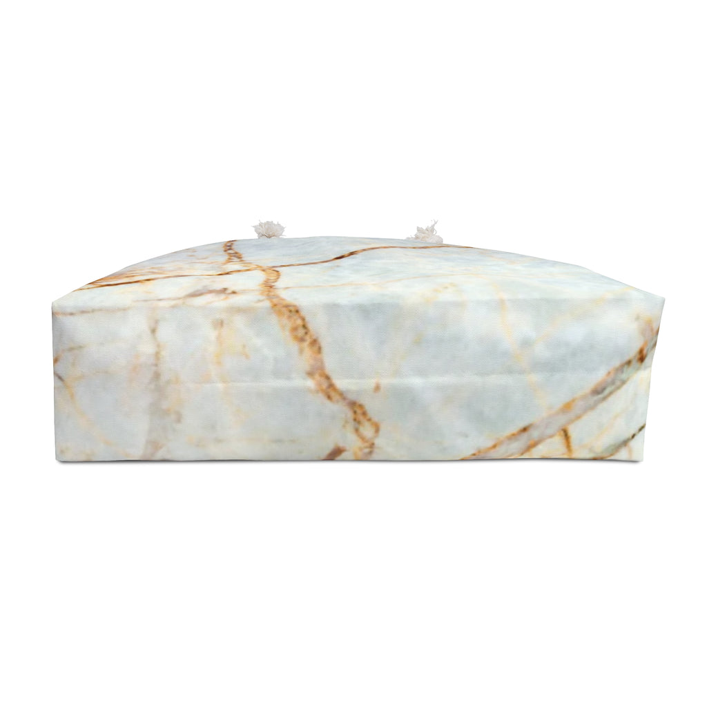 Marble Vein Weekender Bag — Luxe Blue & Gold Travel Tote