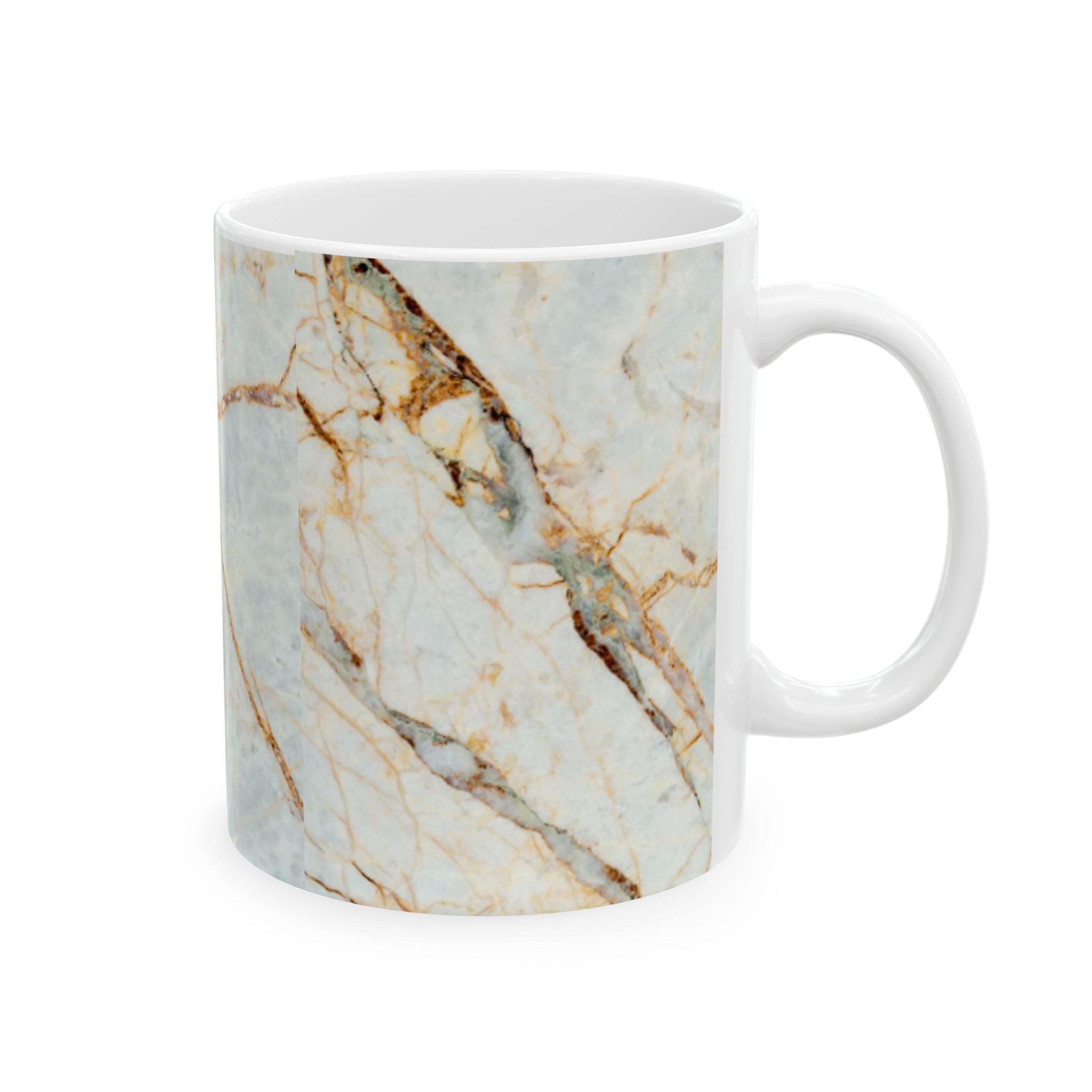 Marble Vein Ceramic Mug — Elegant Blue & Gold Coffee Cup (11oz/15oz)