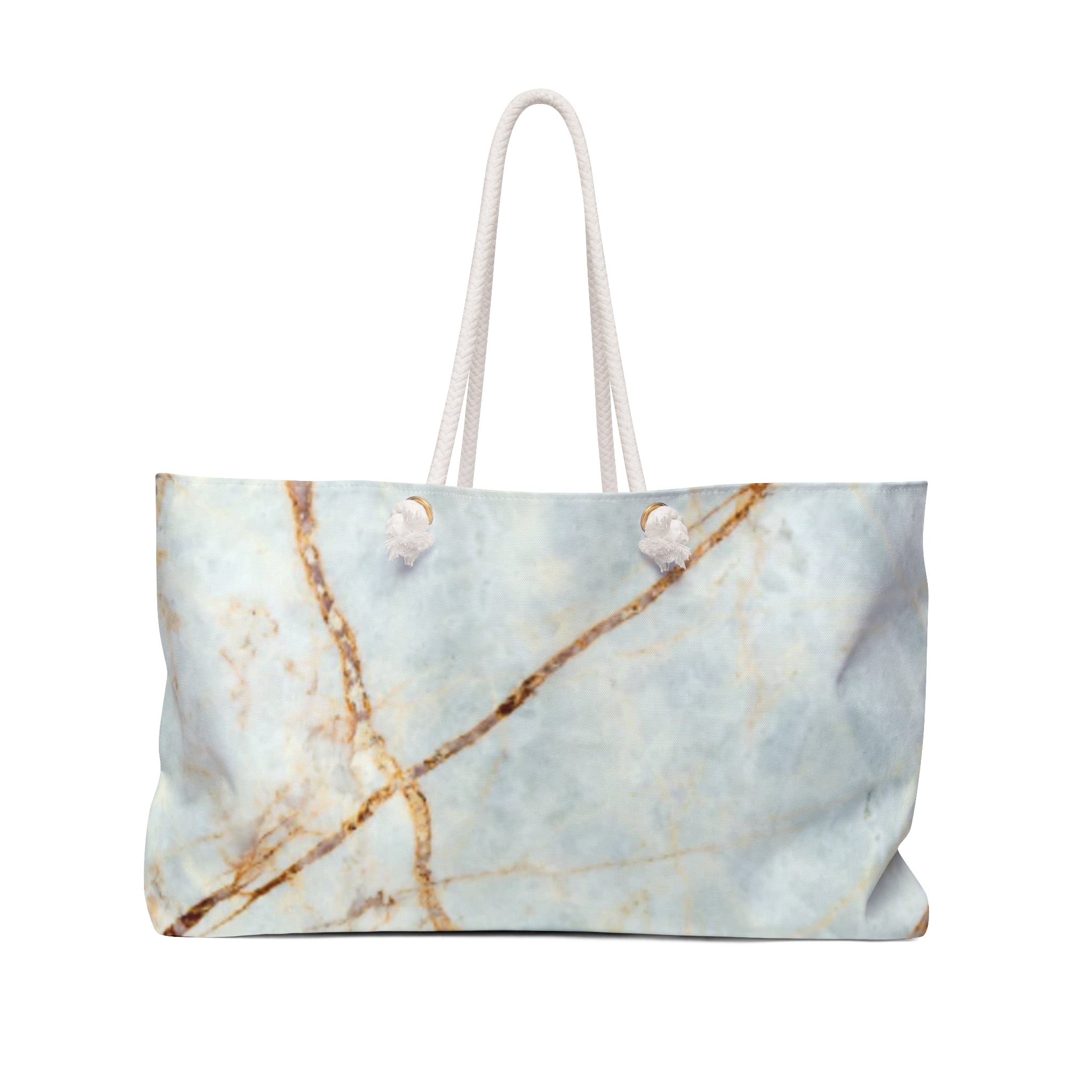 Marble Vein Weekender Bag — Luxe Blue & Gold Travel Tote