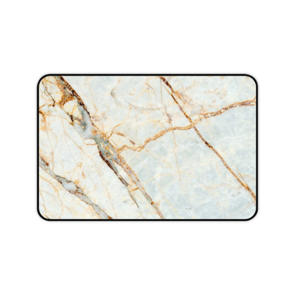 Marble Gold Vein Desk Mat — Elegant Blue White Marble Mousepad Mat for Office & Home