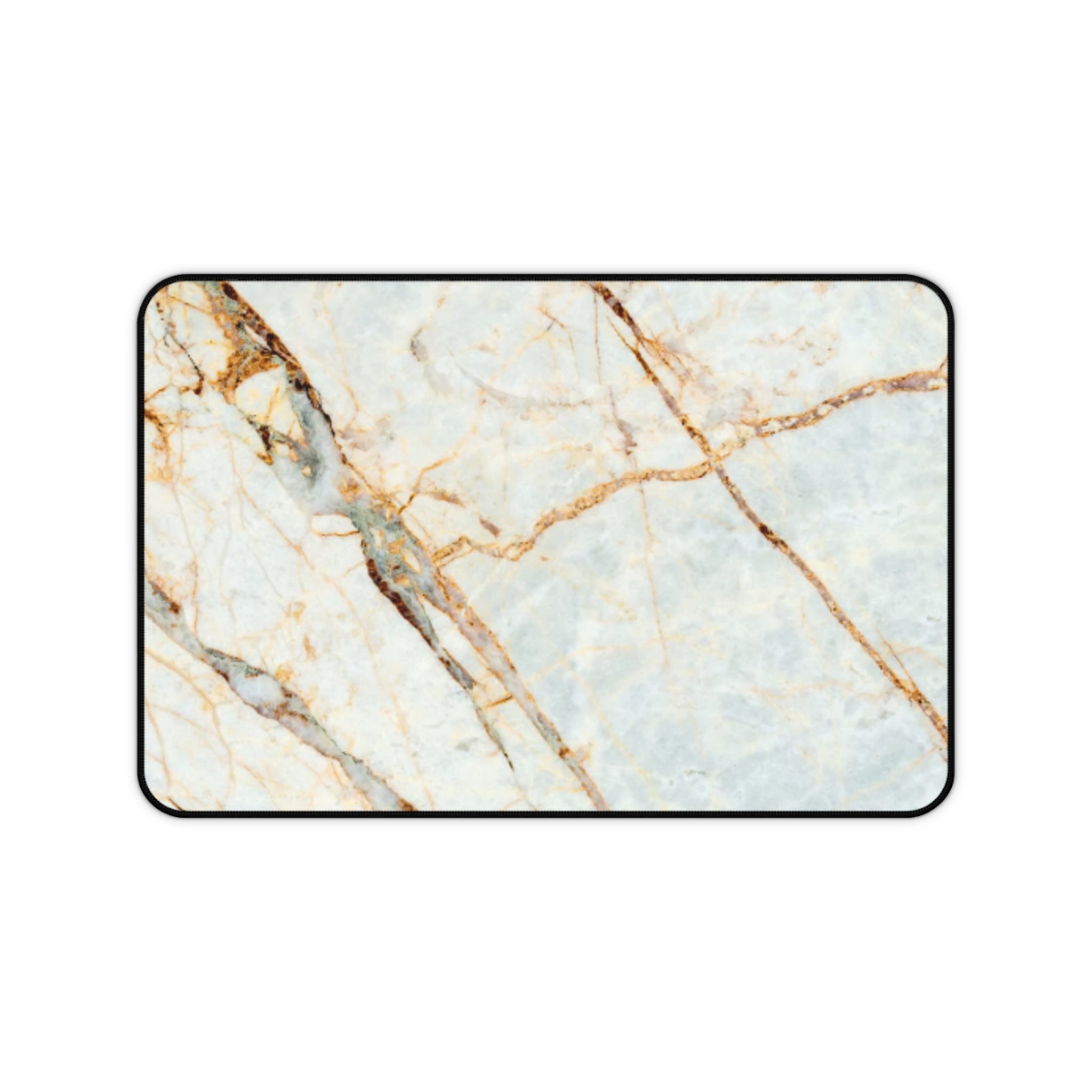 Marble Gold Vein Desk Mat — Elegant Blue White Marble Mousepad Mat for Office & Home