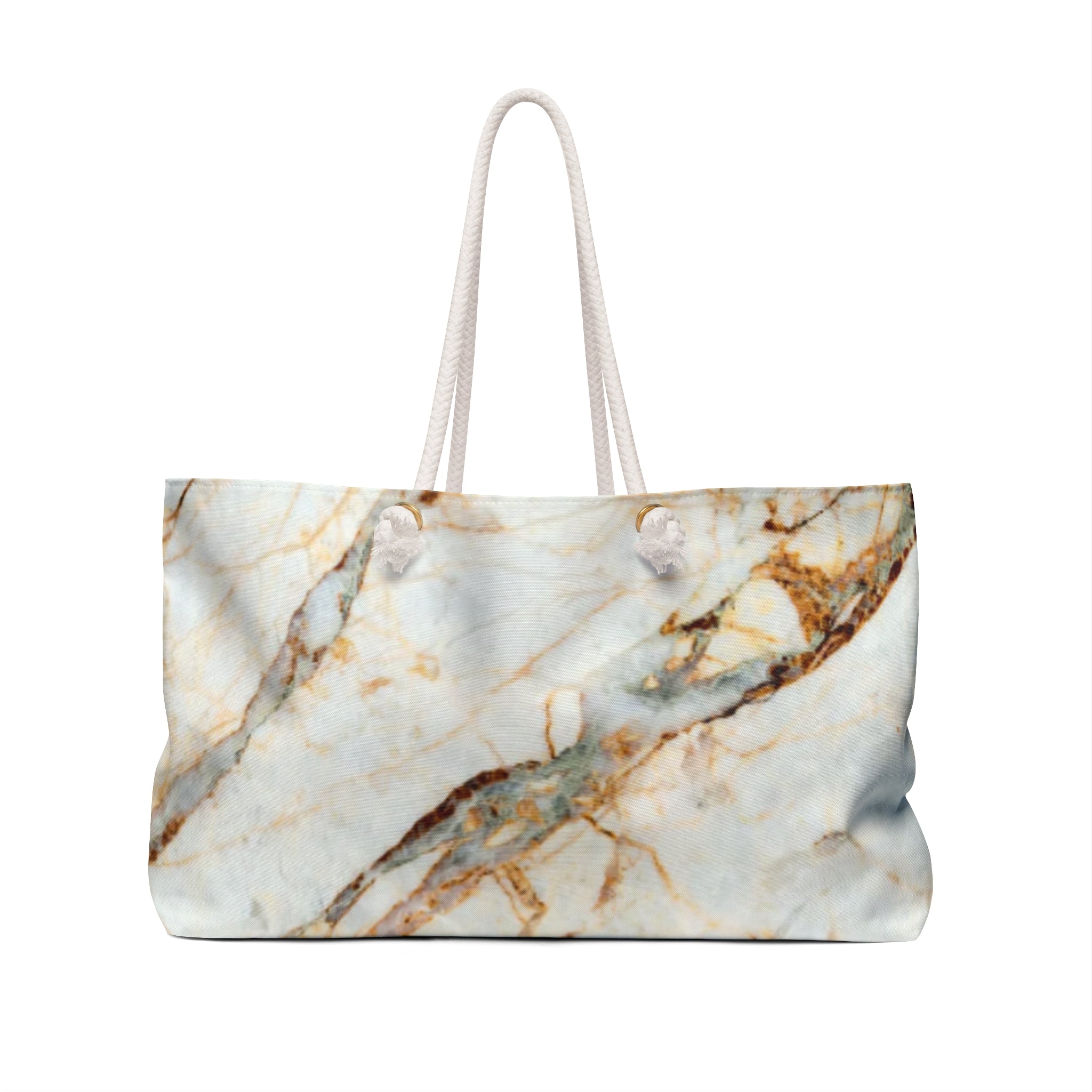 Marble Vein Weekender Bag — Luxe Blue & Gold Travel Tote