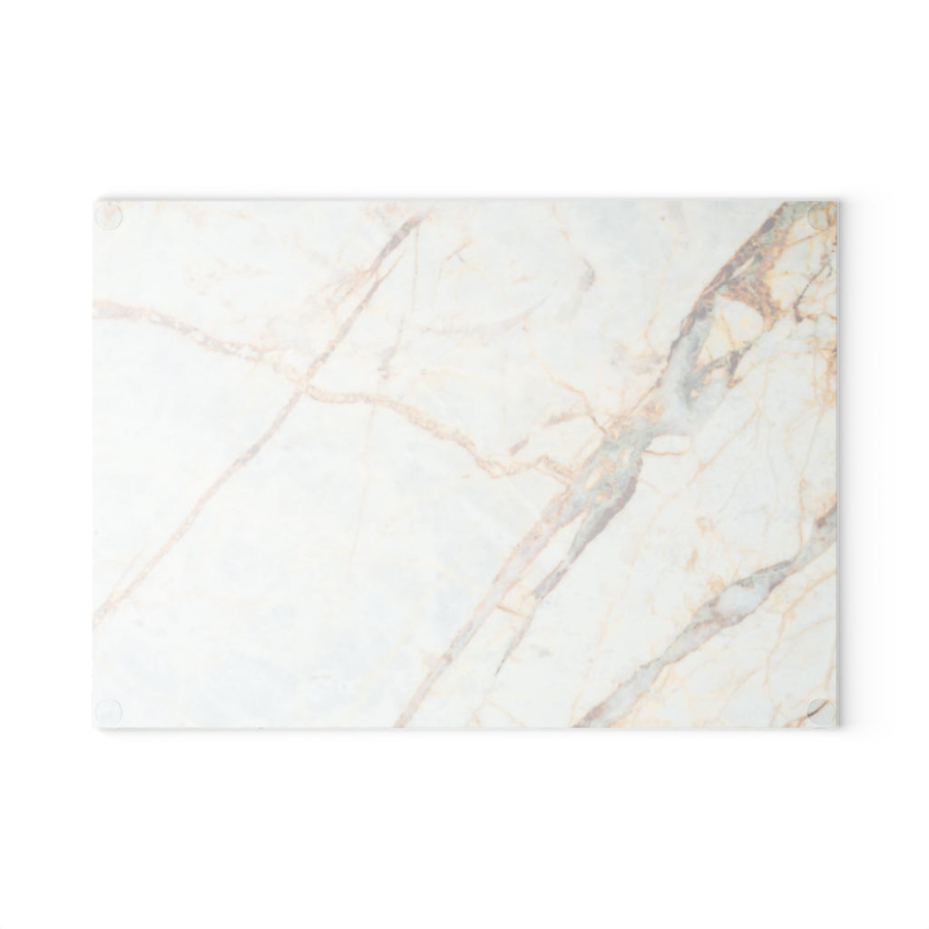 Marble Vein Glass Cutting Board — Elegant Gold & White Kitchen Prep Surface