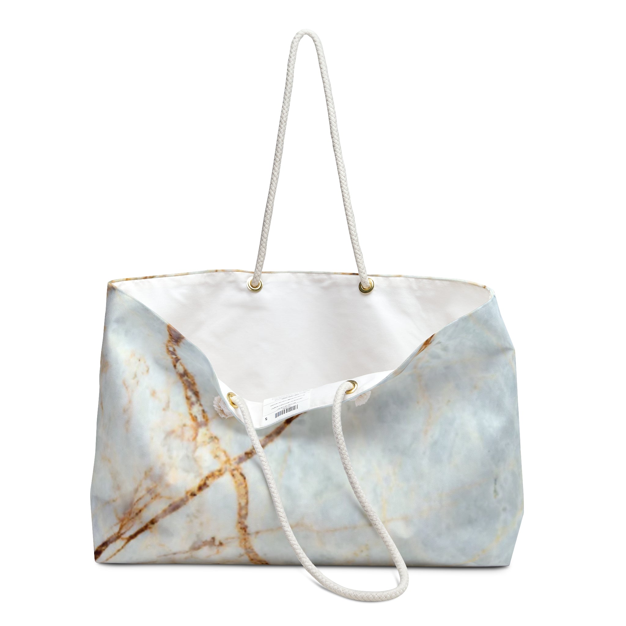 Marble Vein Weekender Bag — Luxe Blue & Gold Travel Tote