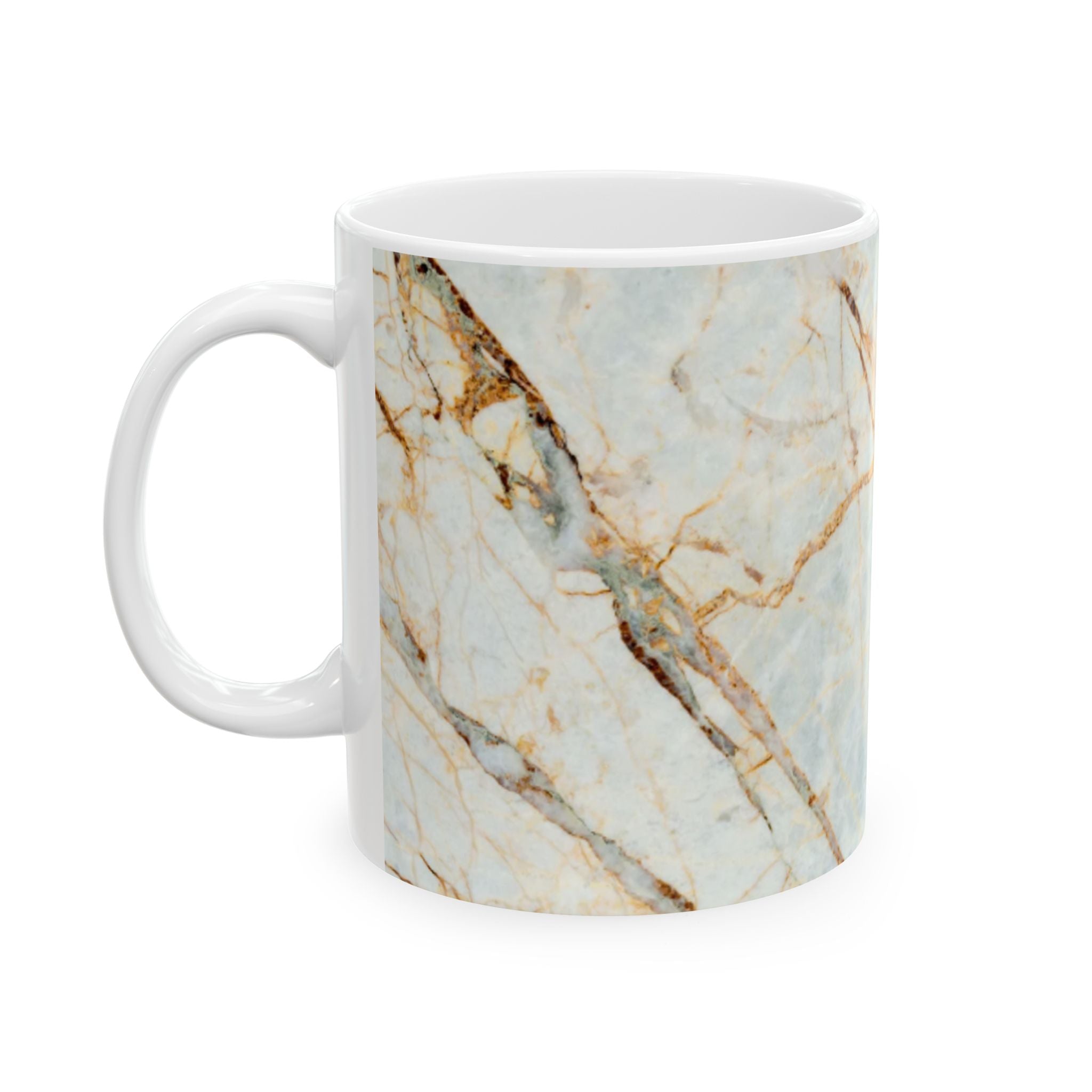 Marble Vein Ceramic Mug — Elegant Blue & Gold Coffee Cup (11oz/15oz)