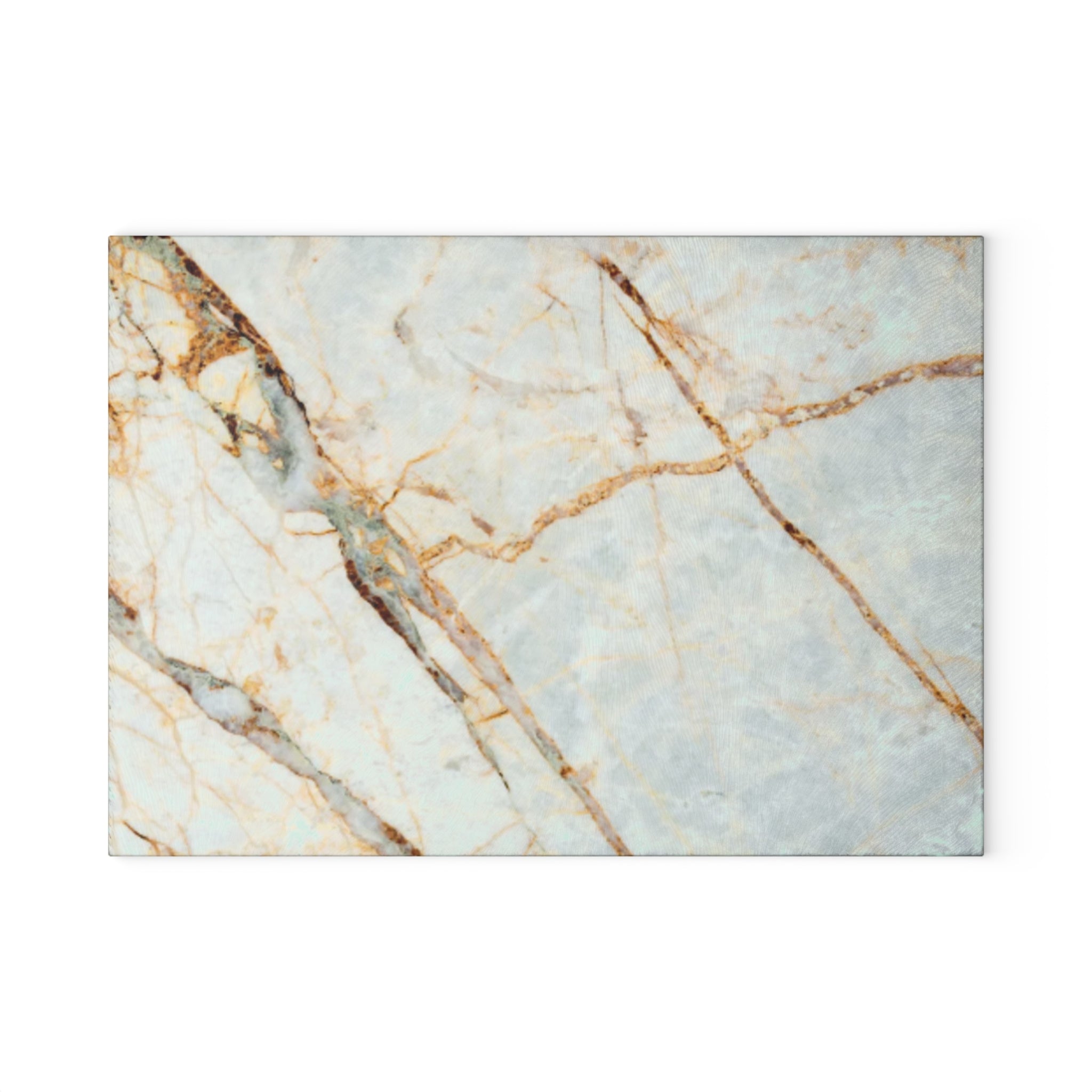 Marble Vein Glass Cutting Board — Elegant Gold & White Kitchen Prep Surface
